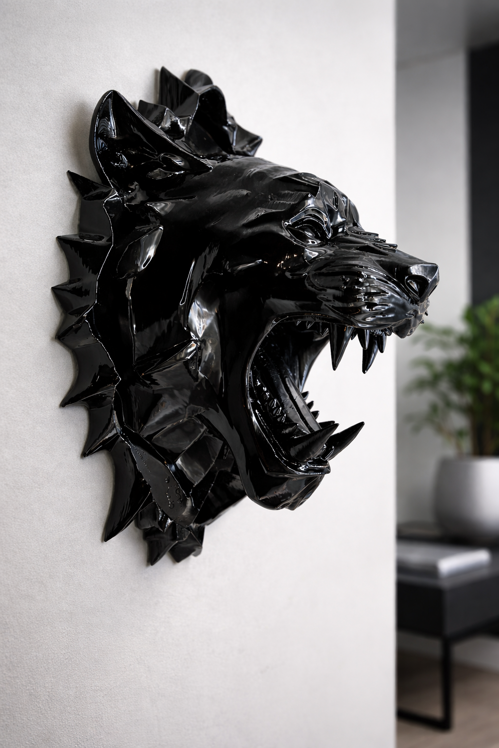 Pantera Nera da Parete – Scultura Decorativa Moderna