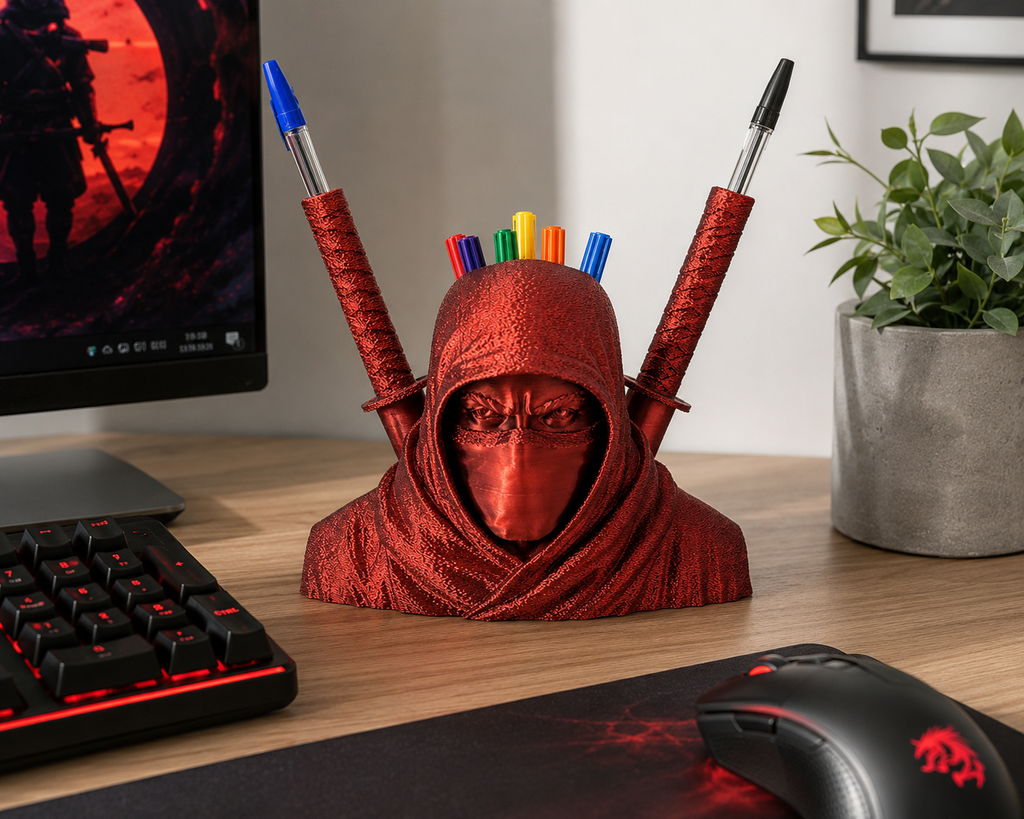 Portapenne Ninja Contemporaneo – Organizer da Scrivania Moderno Stile Gaming & Fantasy