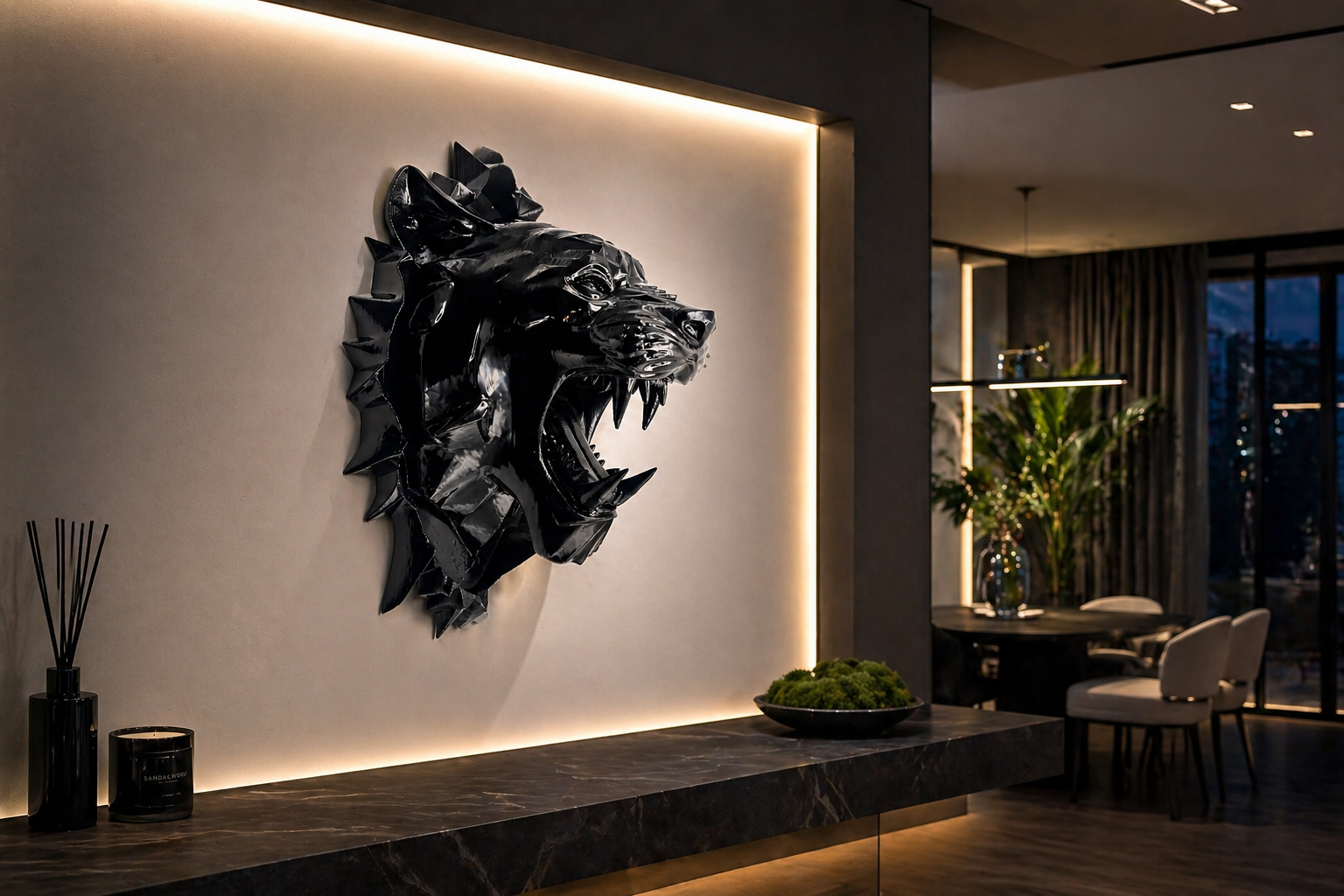 Pantera Nera da Parete – Scultura Decorativa Moderna