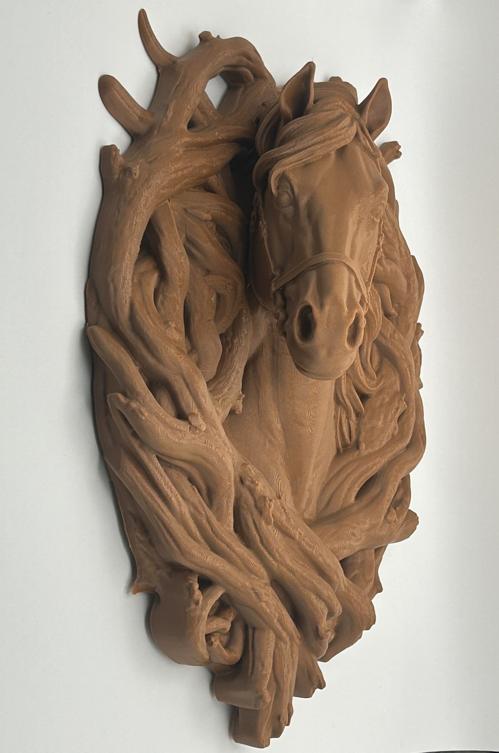 Testa di Cavallo da Parete – Scultura Moderna Effetto Legno Luxury Design