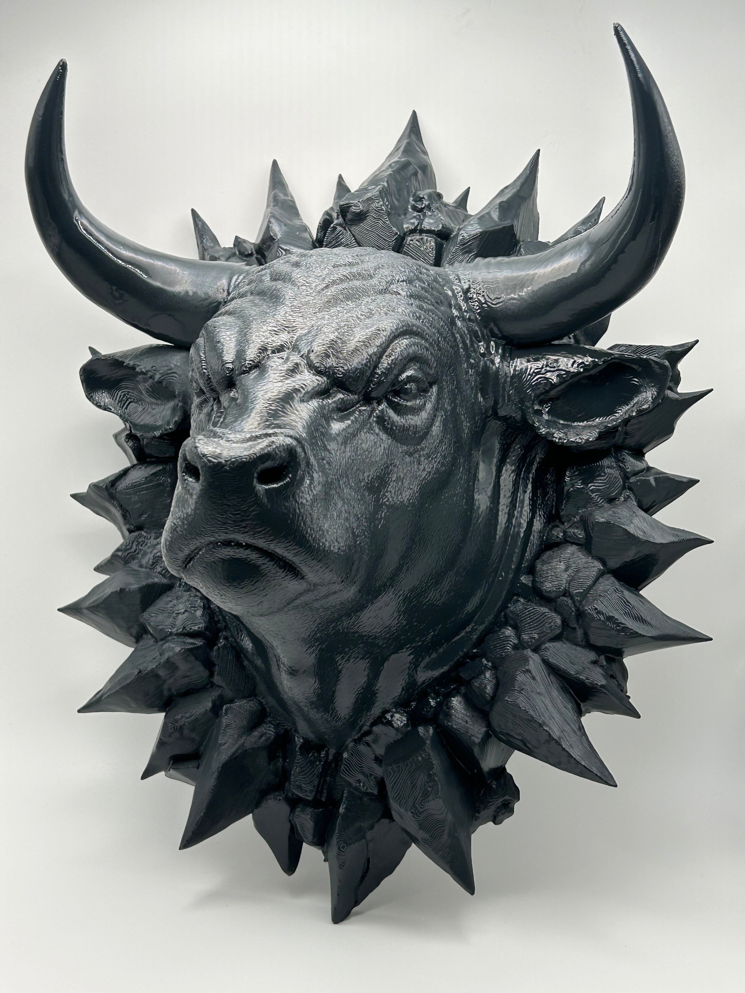 Testa di Toro da Parete – Scultura Moderna Contemporanea Dipinta a Mano